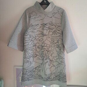 BCBGeneration Sweatshirt Embroidered Dress - Size Large